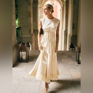 ANTONIO MELANI Cream Pleated Maxi Dress